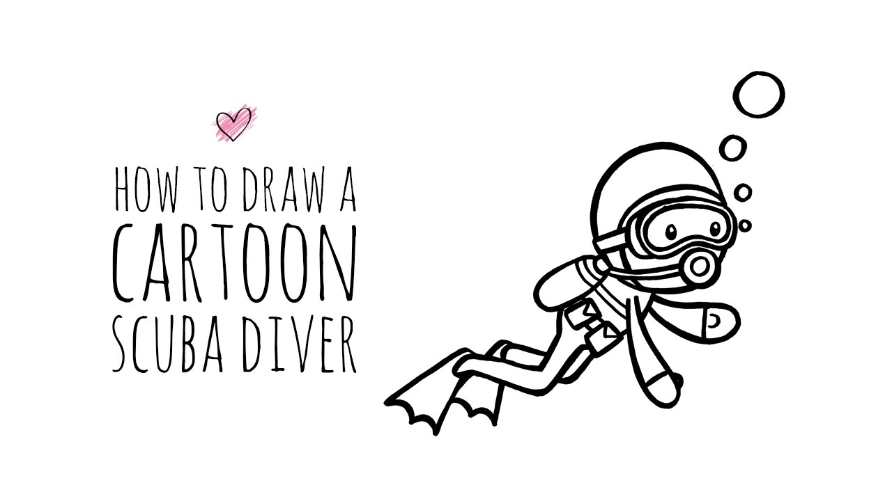1280x720 how to draw a cartoon scuba diver - Diver Drawing