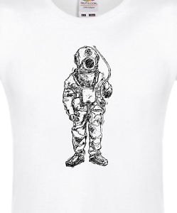 249x300 womens nautical ocean deep sea diver drawing cotton t shirt - Diver Drawing