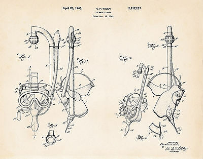 400x314 diving mask gifts for scuba divers diver drawing patent art - Diver Drawing