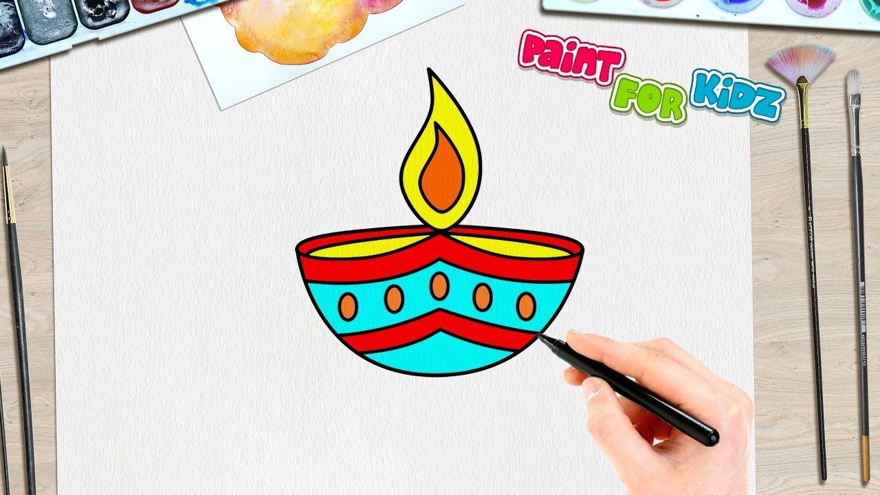 Diwali Diya Drawing at PaintingValley.com | Explore collection of ...