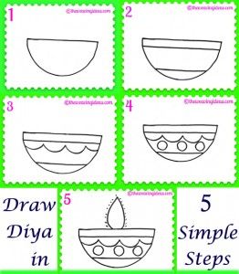 262x300 how to draw a diya diwali festival is soon and i have - Diwali Diya Drawing