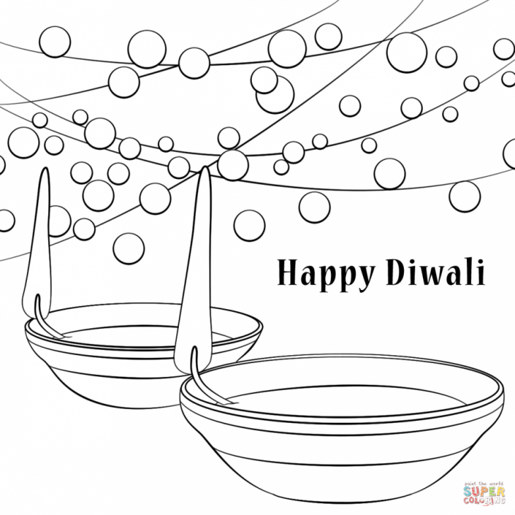 728x728 Pictures Happy Diwali Colour Drawing Image - Diwali Lamp Drawing