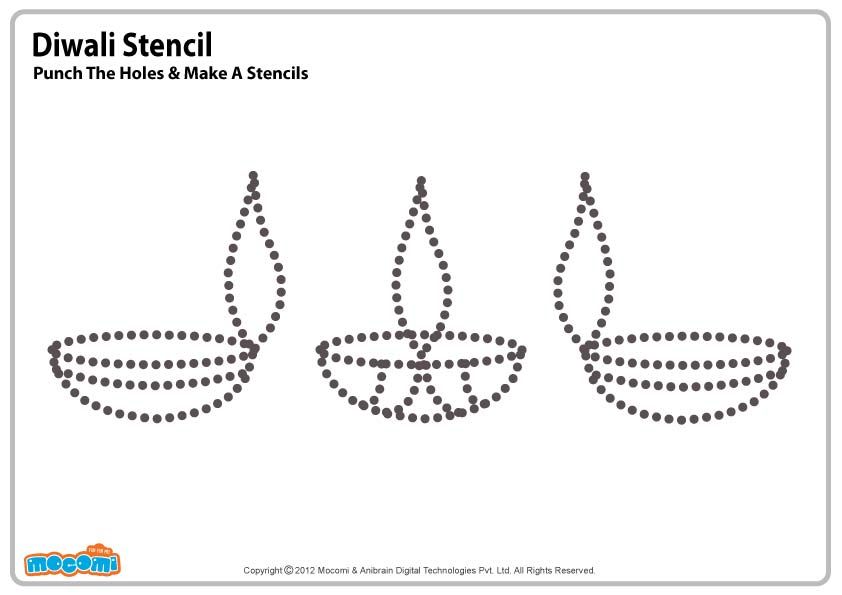 842x595 Diwali Diya Stencil - Diwali Lamp Drawing