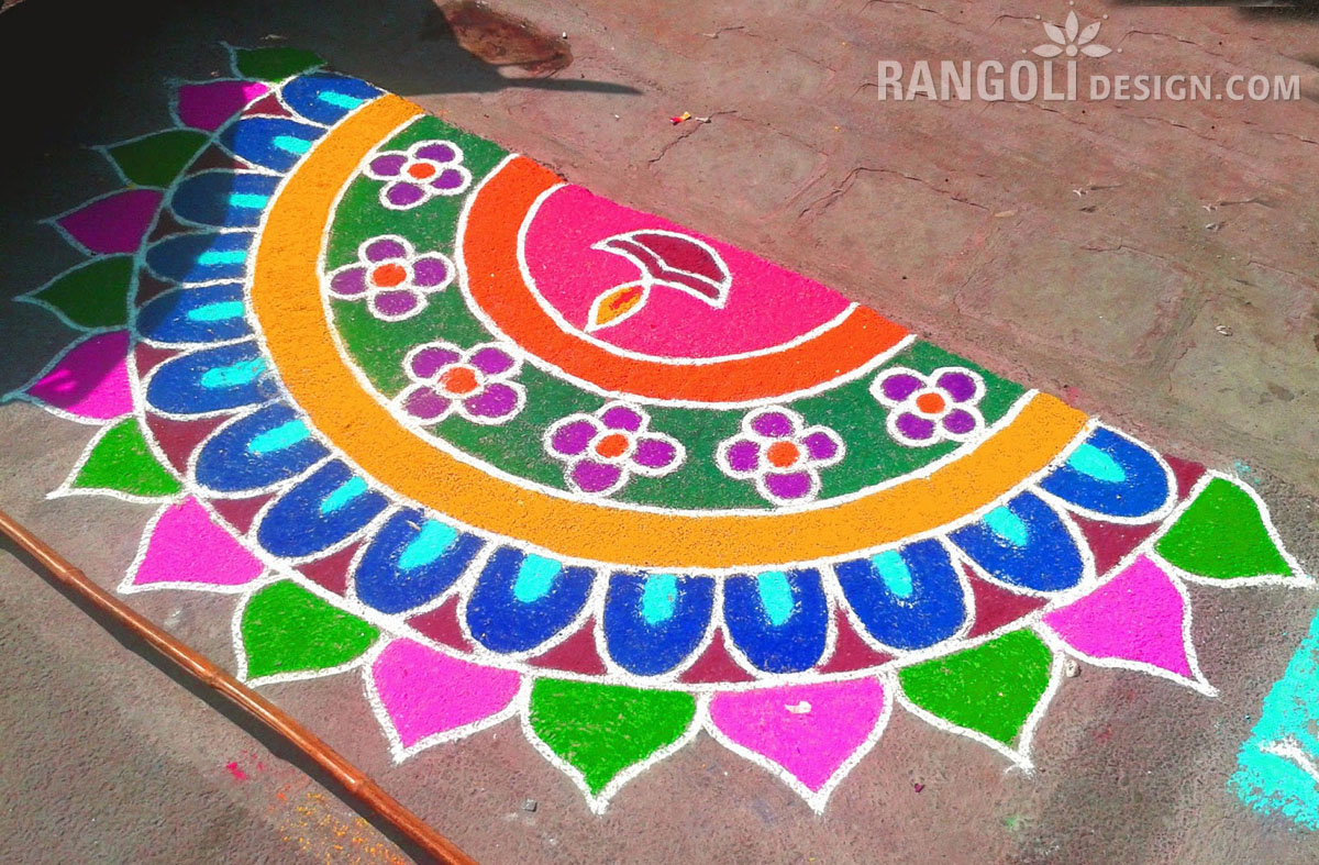 1200x787 beautiful rangoli design for diwali - Diwali Rangoli Drawing