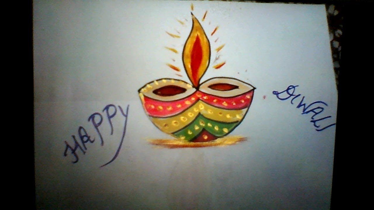 1280x720 How To Draw Colur Beatiful Diya!!!!!!! Drawing For Kids Must - Diya Drawing