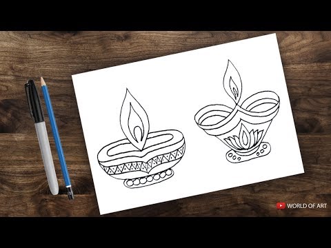 Diya Drawing at PaintingValley.com | Explore collection of Diya Drawing