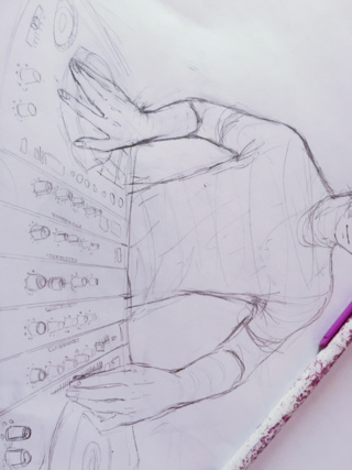 320x427 Wip Fanart For My Sister's Dj Oc He's Really Cool And Drawing His - Dj Drawing