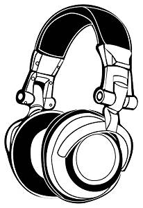 206x300 Buy Wallskin Vinyl Funky Dj Headphones Wall Sticker - Dj Headphones Drawing