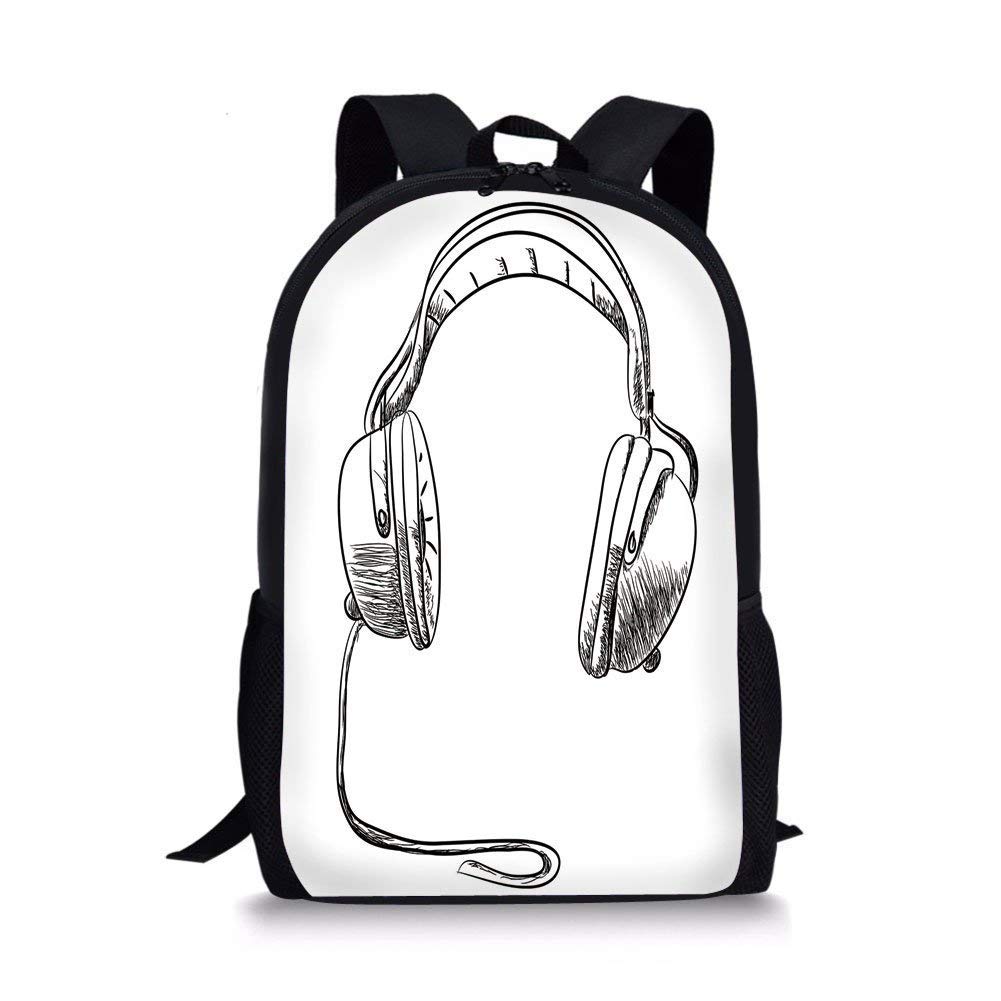 1001x1001 School Bags Music, Sketch Style Hand Drawn Dj - Dj Headphones Drawing
