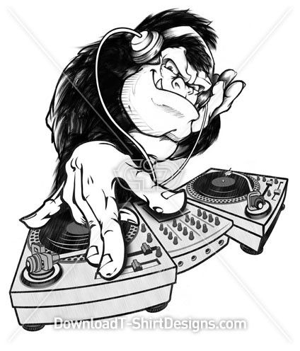 424x496 Monkey Headphones Dj Turn Table - Dj Table Drawing