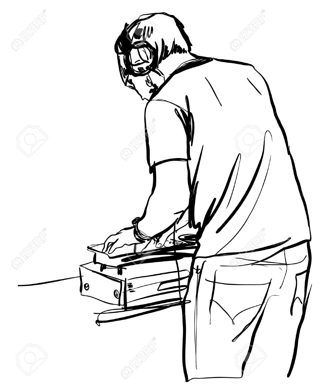 1082x1300 Dj Drawing Sketches For Free Download - Dj Table Drawing