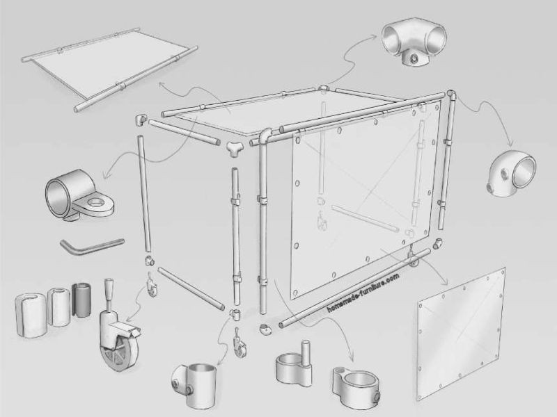 800x600 Booth On Wheels, Easy Transport Table For Dj Made From Scaffolding - Dj Table Drawing