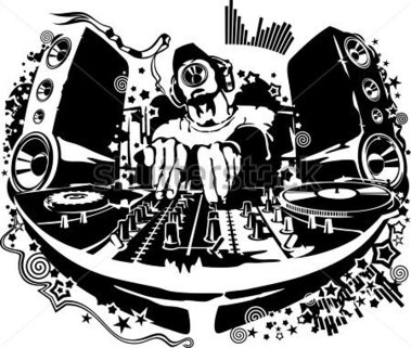 379x321 Turntables Clipart - Dj Turntable Drawing