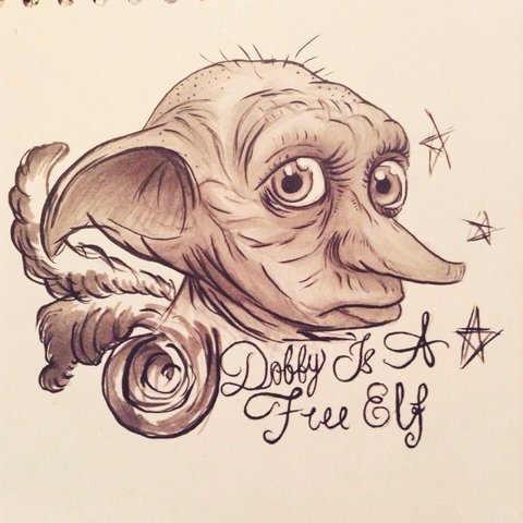 480x480 dobby harry potter house elf original illustration copic - Dobby Drawing