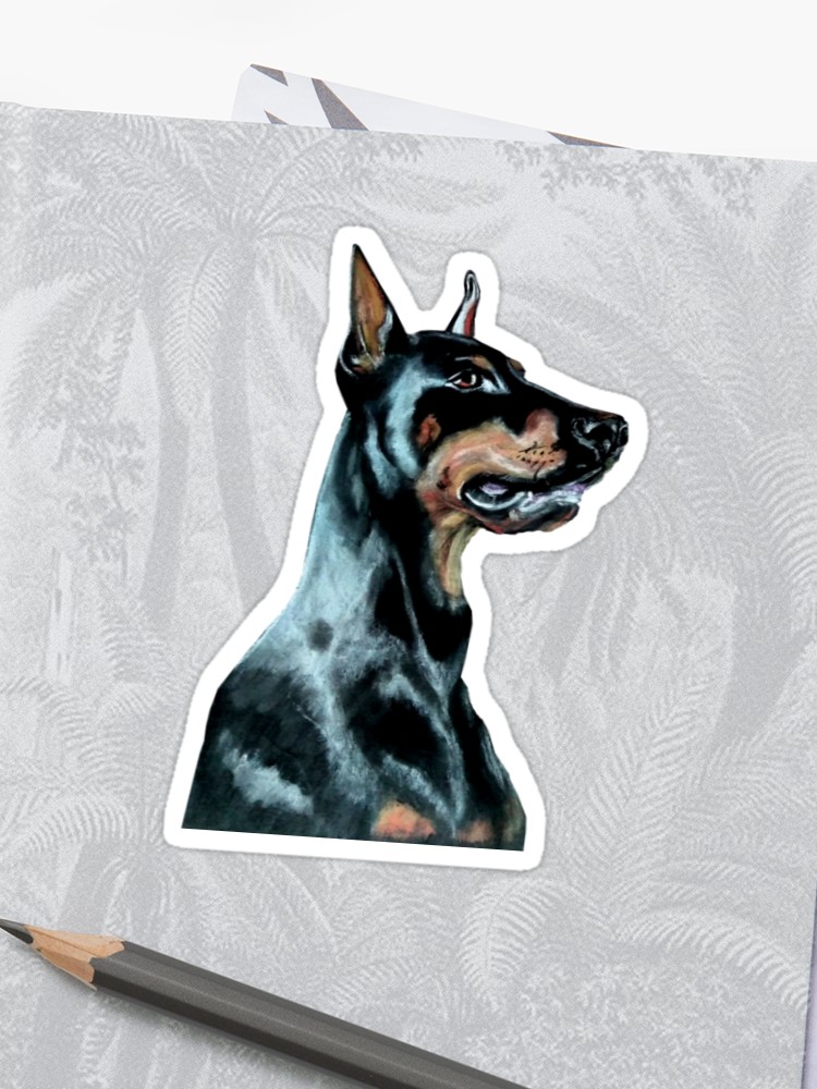 750x1000 doberman drawing sticker - Doberman Drawing