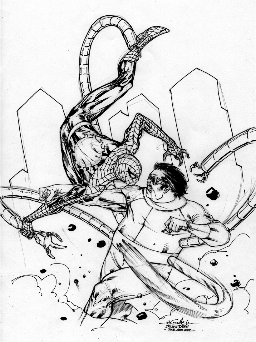 820x1094 drink'n'draw paris spidey versus doc ock!! - Doc Ock Drawing