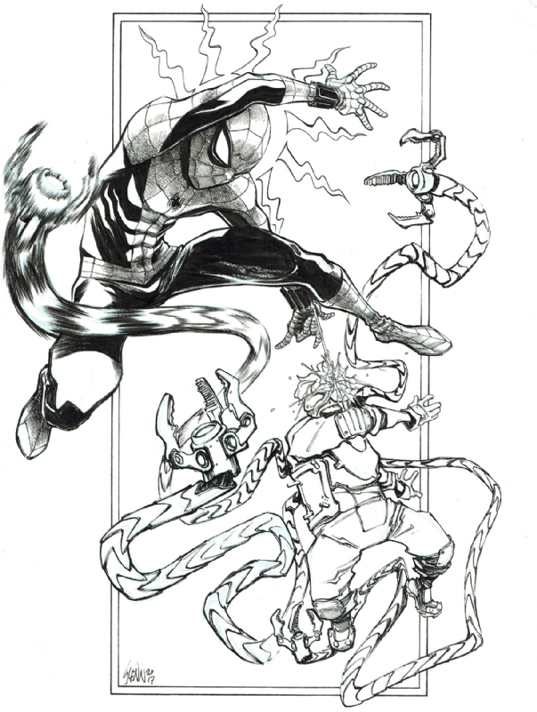 603x800 spider man vs doc ock, in donald mock's commissions sketches - Doc Ock Drawing