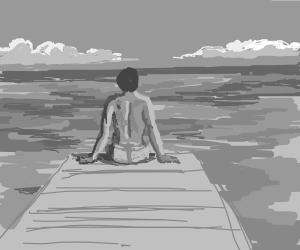 300x250 Man Sitting - Dock Drawing