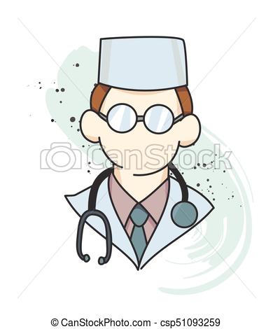 390x470 Doctor Cartoon Hand Drawn Image Original Colorful Artwork, Comic - Doctor Cartoon Drawing