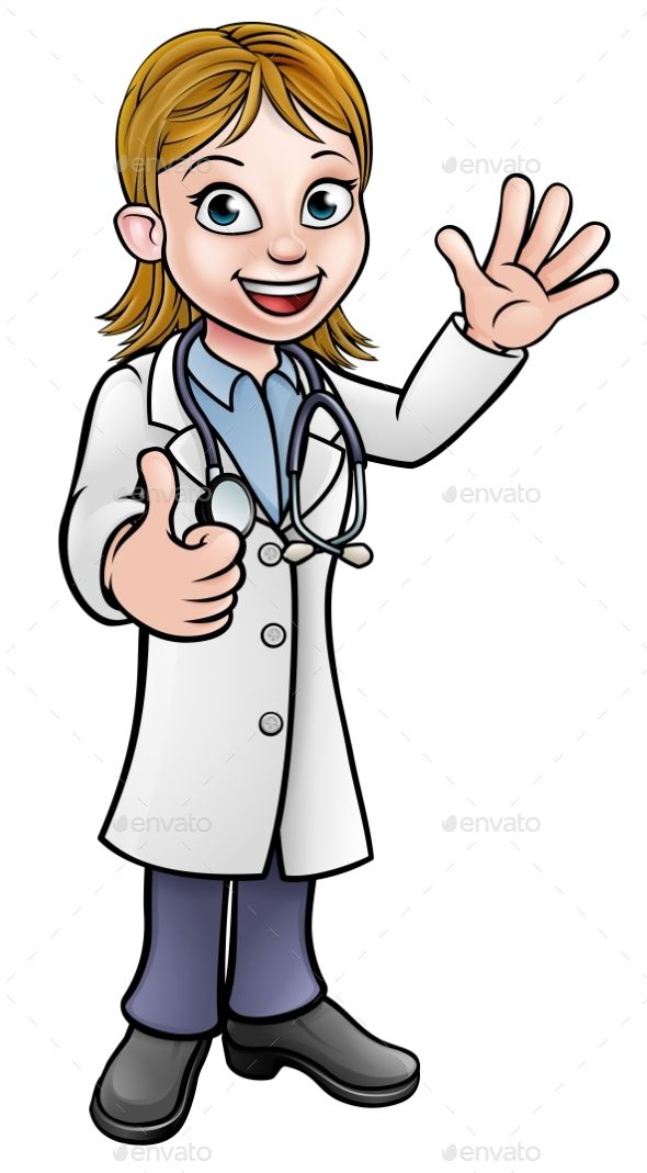 590x1069 a woman doctor cartoon character waving and giving a thumbs up - Doctor Cartoon Drawing