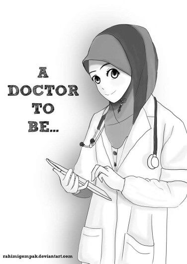 376x532 yes a doctor to be true about me hijab cartoon, hijab drawing - Doctor Cartoon Drawing