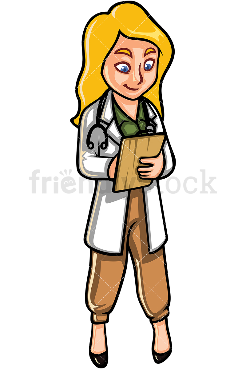 800x1200 Young Blonde Female Doctor Cartoon Vector Clipart - Doctor Cartoon Drawing