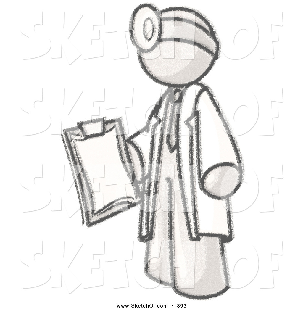 1024x1044 Drawing Of A Sketched Design Mascot Doctor Man In A Jacket - Doctor Drawing