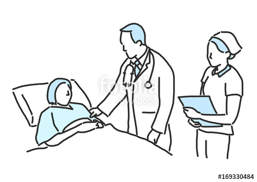 500x354 a doctor is giving treatment to a patient line drawing hand - Doctor Drawing Pictures