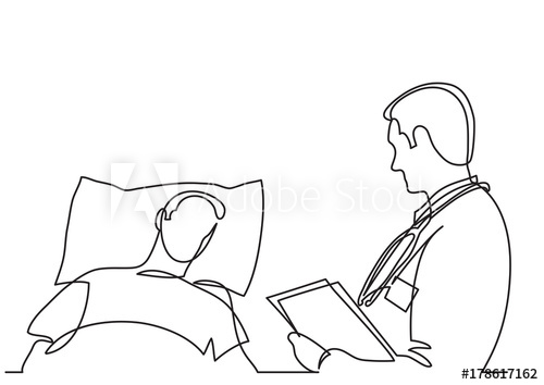 500x354 Continuous Line Drawing Of Doctor Talking With Patient Lying - Doctor Drawing Pictures