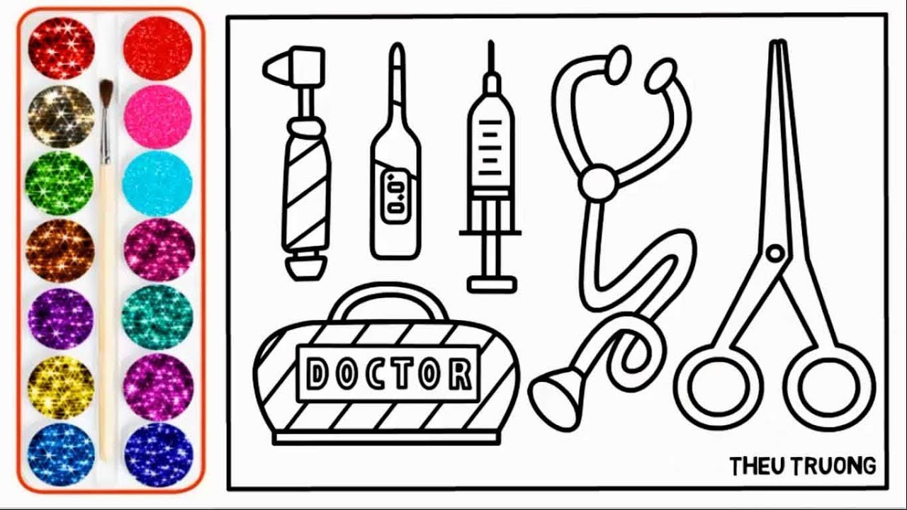 Doctor Tools Coloring Page Nurse Coloring Book High Res Stock Images