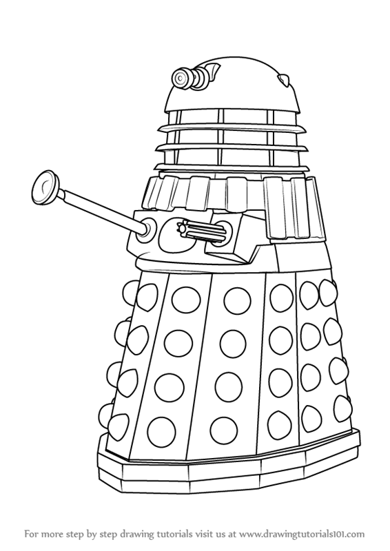 566x800 learn how to draw dalek from doctor who - Doctor Who Drawings