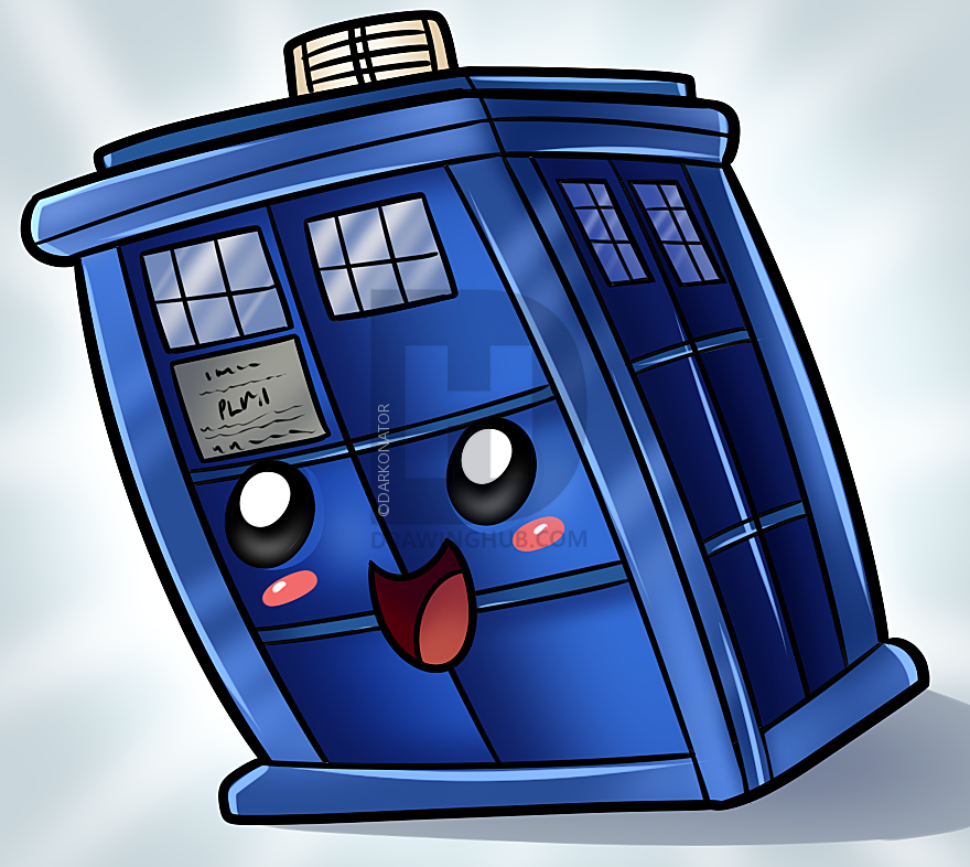 880x786 How To Draw A Chibi Tardis, Step - Doctor Who Tardis Drawing