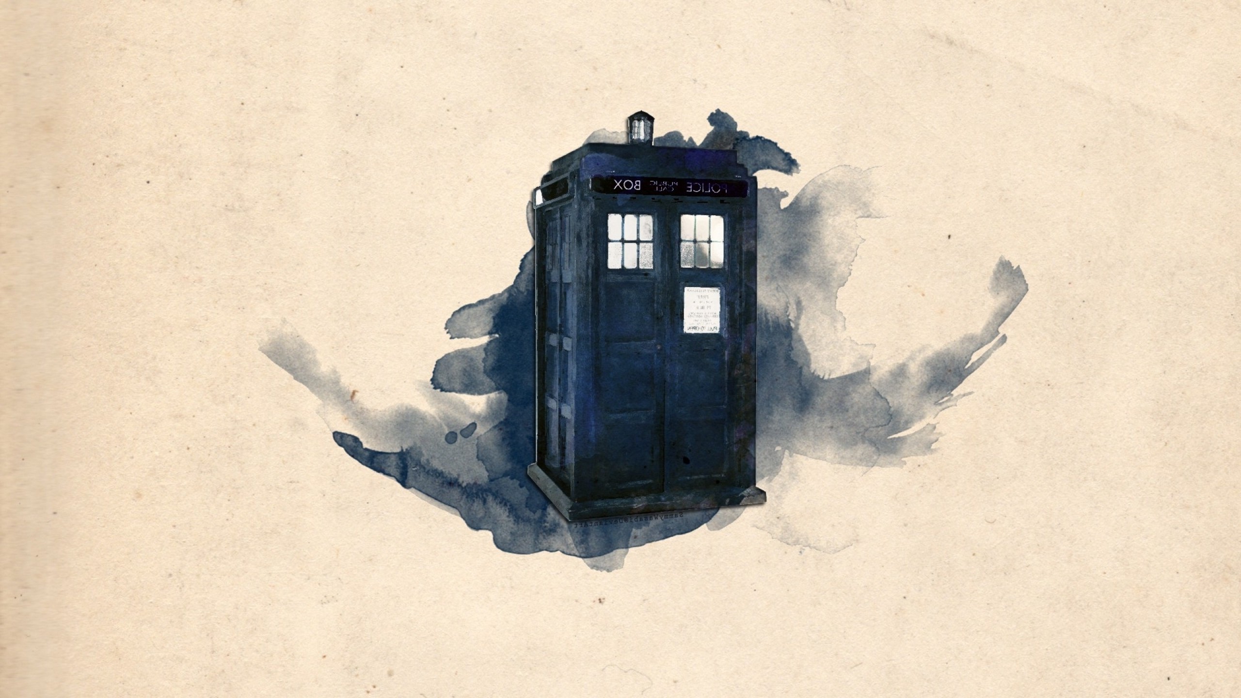 2560x1440 Wallpaper Drawing, White, Black, Illustration, Artwork, Blue - Doctor Who Tardis Drawing