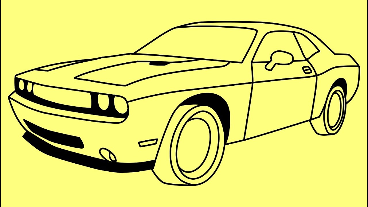 1280x720 How To Draw Dodge Challenger Rt - Dodge Challenger Drawing