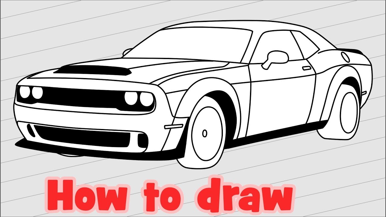 1280x720 how to draw a car dodge challenger srt demon - Dodge Challenger Drawing