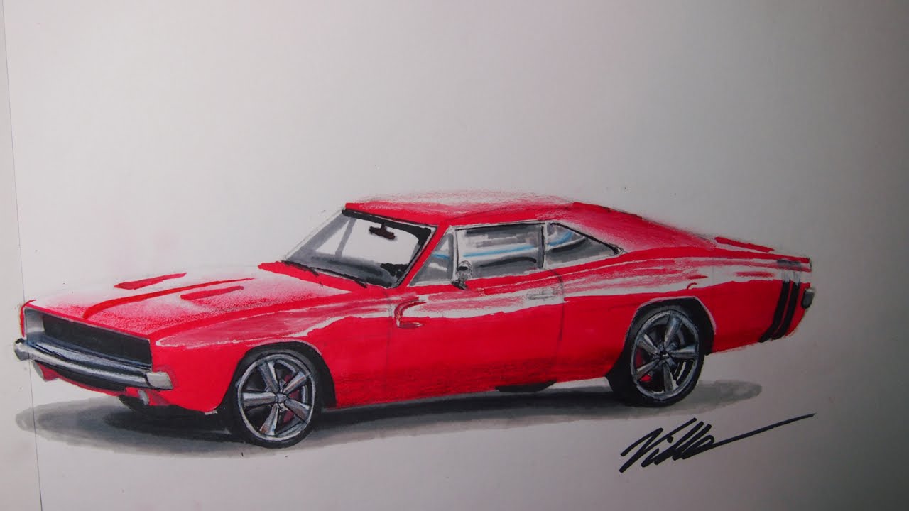1280x720 Dodge Charger Speed Drawing - Dodge Charger Drawing
