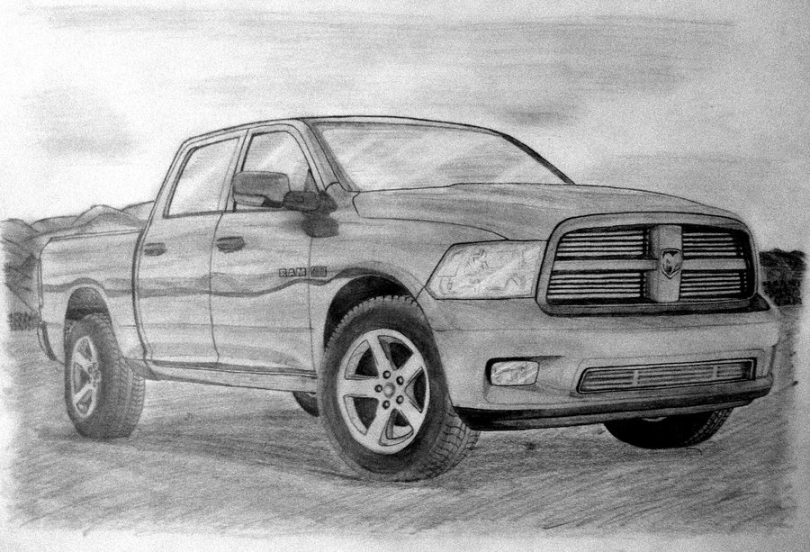 900x613 Ram Drawing Truck Dodge For Free Download - Dodge Drawing