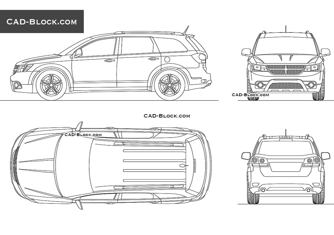 1080x760 Dodge Journey Autocad Drawing, Detailed Car Blocks - Dodge Drawing