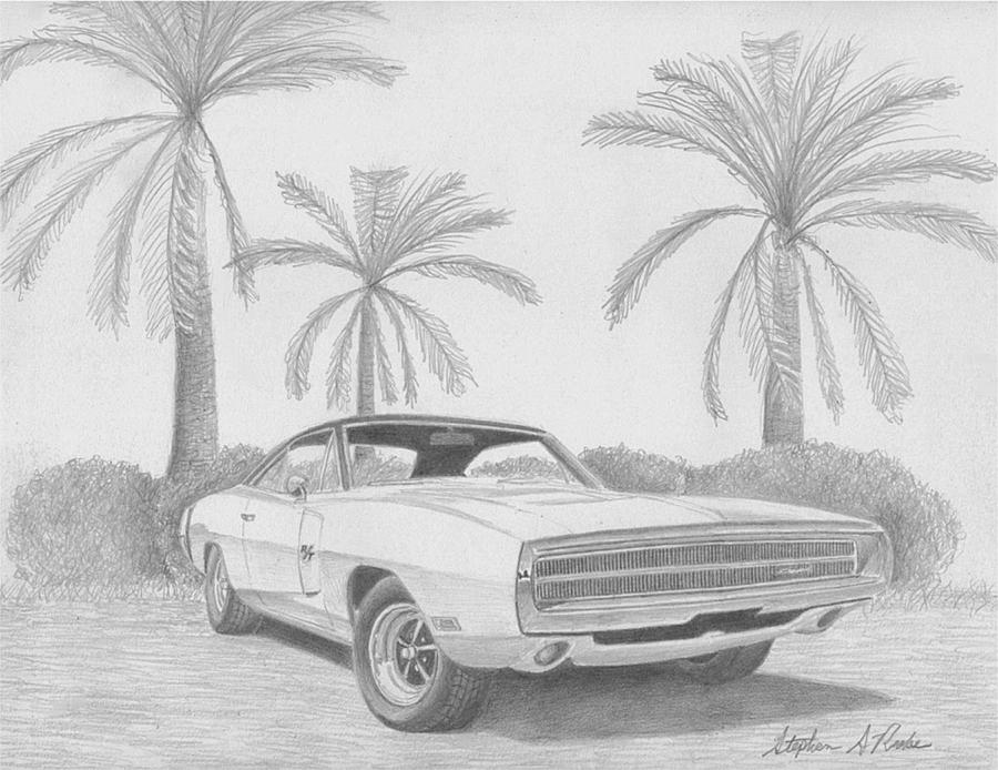 900x694 Dodge Charger Rt Muscle Car Art Print Drawing - Dodge Drawing