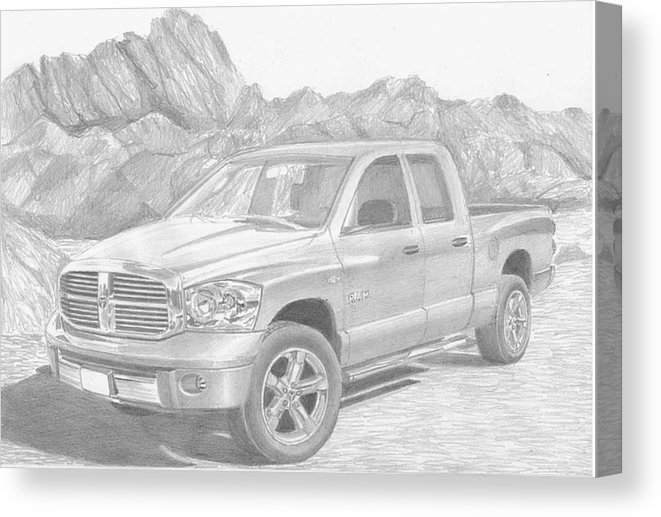 661x517 Dodge Ram Laramie Pickup Truck Art Print Canvas Print - Dodge Ram Drawing