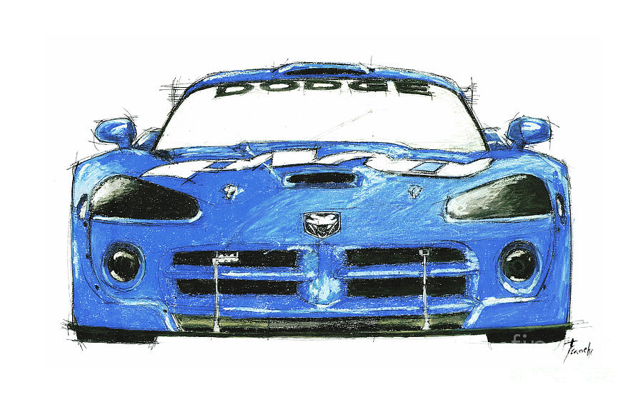 900x570 Dodge Viper Blue Drawing - Dodge Viper Drawing