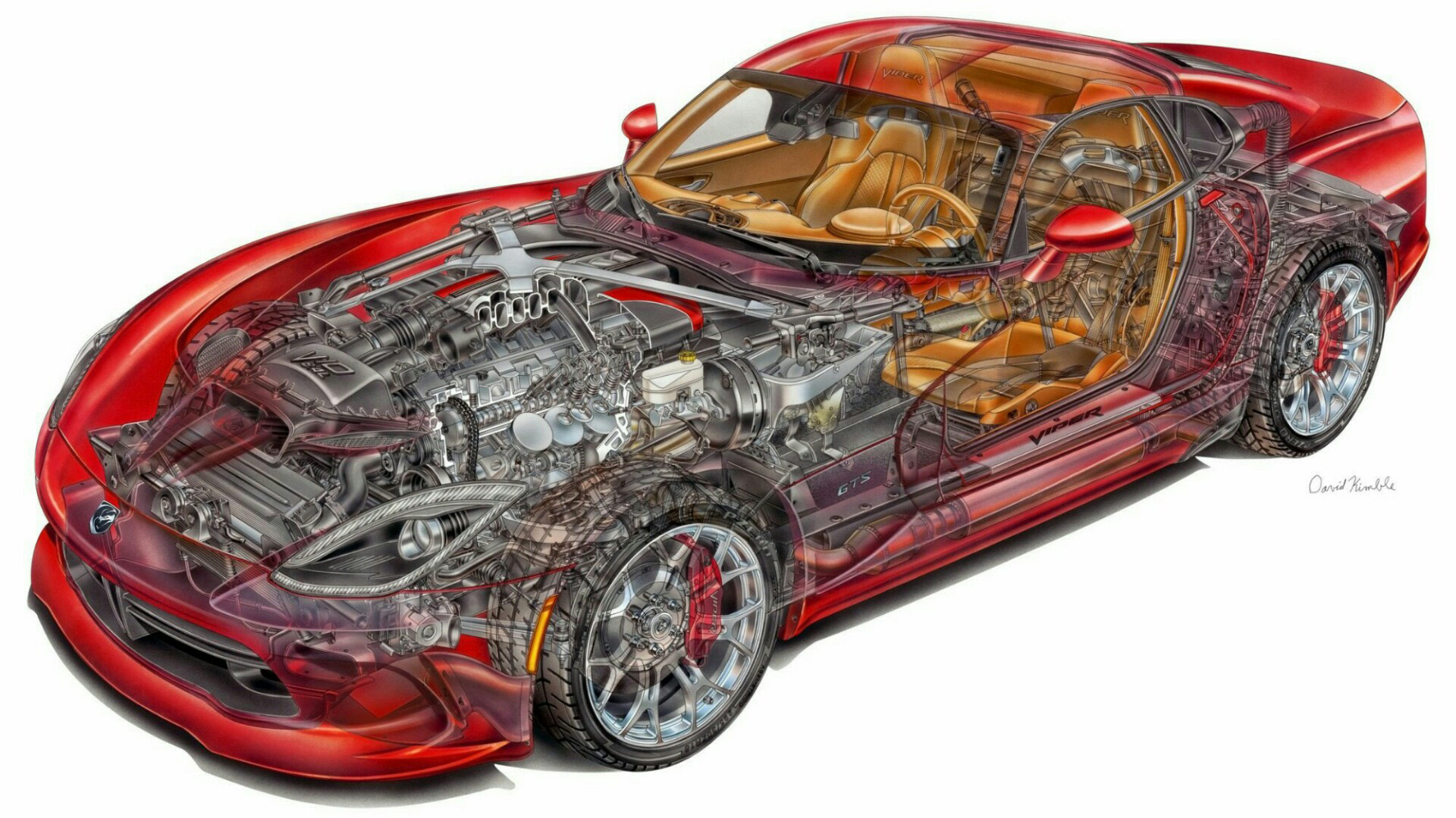 1920x1080 dodge viper srt cutaway drawing in high quality - Dodge Viper Drawing
