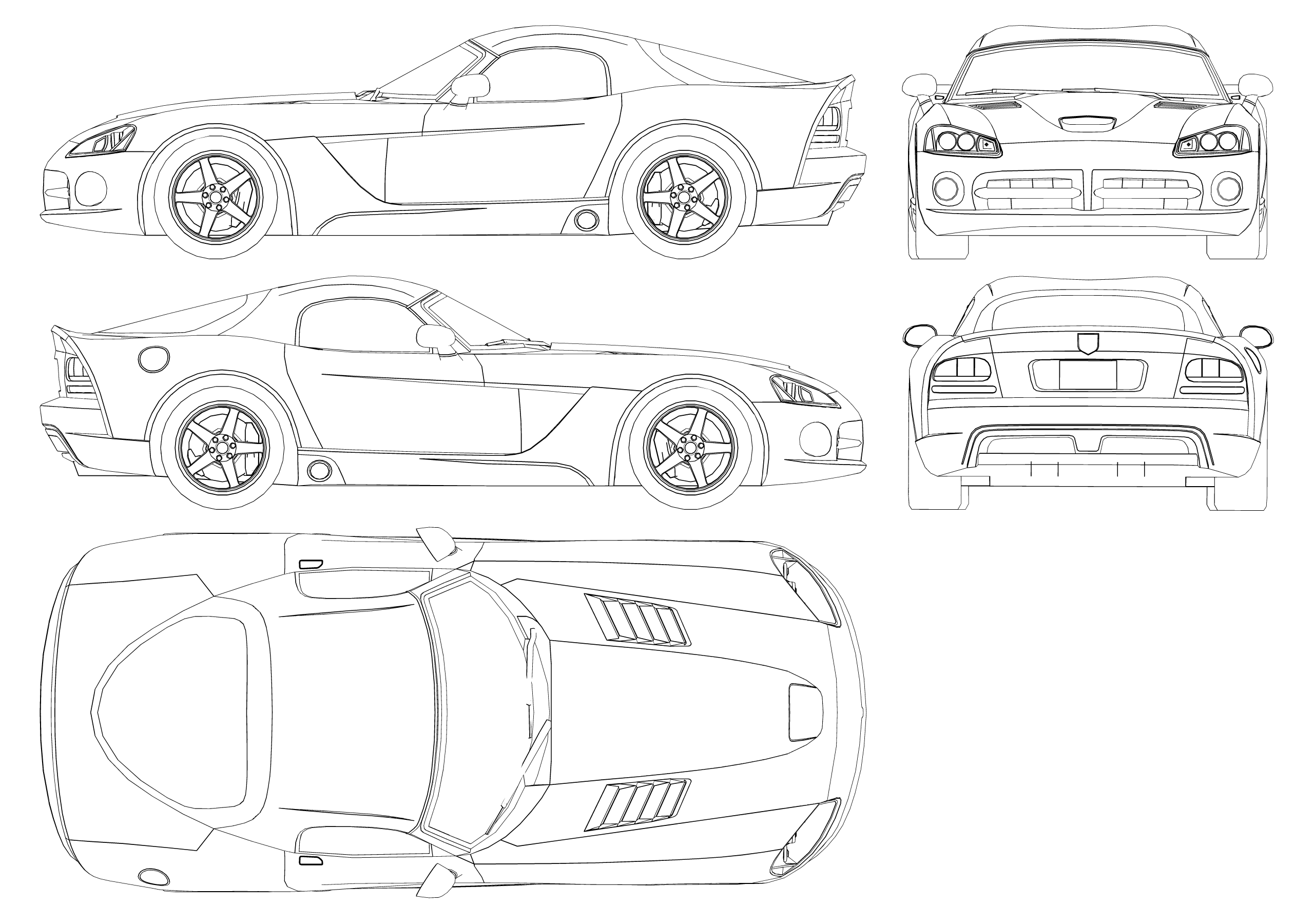 2560x1800 Dodge Viper Blueprint - Dodge Viper Drawing