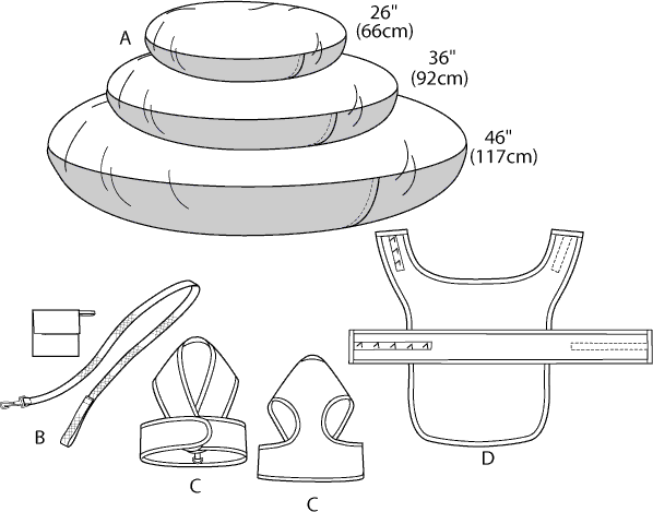 598x469 mccall's pattern dog bed in sizes, leash, case, harness - Dog Bed Drawing