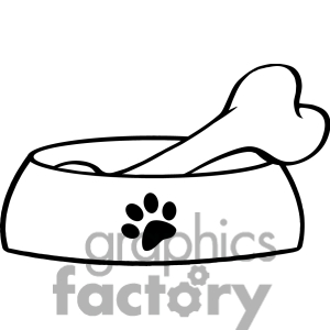 300x300 Dog Bowl With Big Bone - Dog Bone Drawing