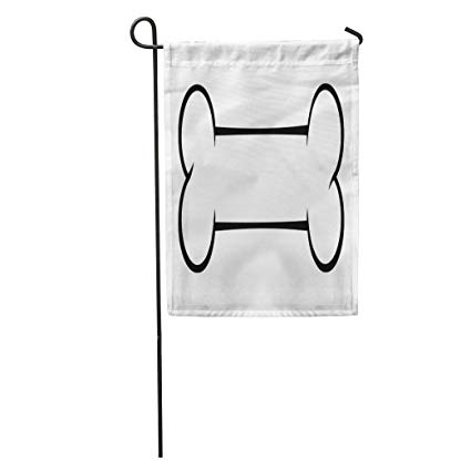 425x425 Semtomn Garden Flag Calcium Black And White Outlined - Dog Bone Drawing