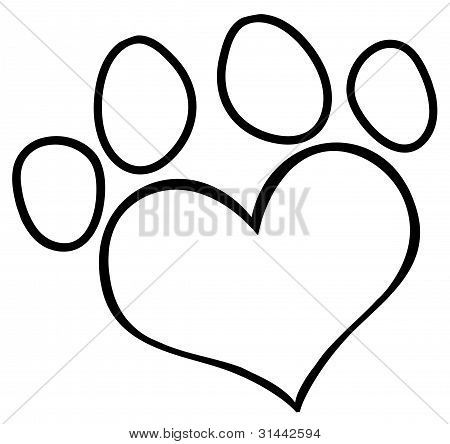 450x444 My Dog Pawprint And Bone Drawing Stencil Image - Dog Bone Drawing