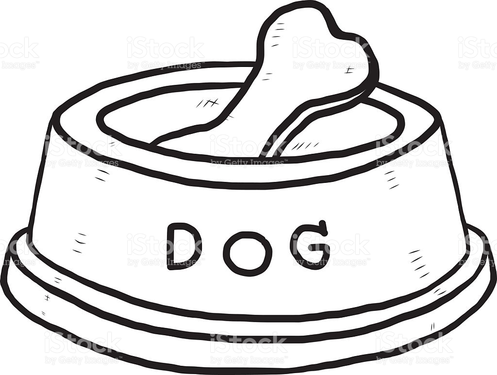 Bowl Dog Clipart Outline Dish Empty Coloring Printable Clip