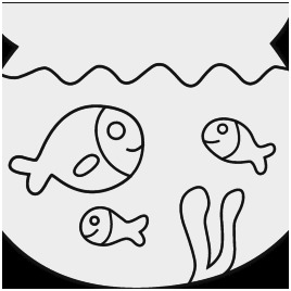 268x268 Fish Bowl Coloring - Dog Bowl Drawing