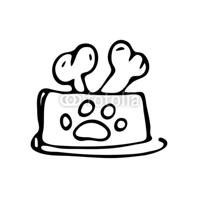 400x400 Hand Drawn Dog Bowl For Feed Doodle Sketch Pets Icon Decoration - Dog Bowl Drawing